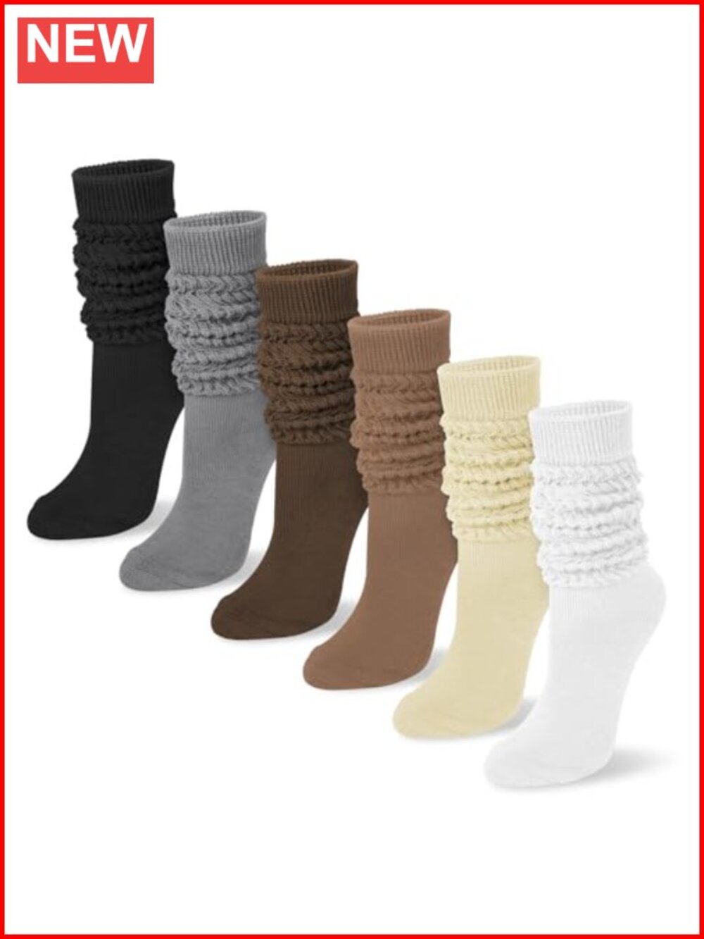 6 Pairs Slouchy Socks for Women Knee High Boot Socks
